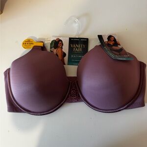 Vanity Fair Plum Smooth T-Shirt Bra with Lace Center Panel